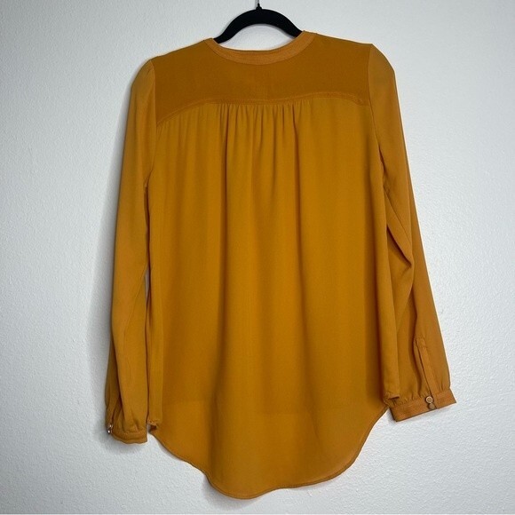 Anthropologie HD in Paris Mustard Yellow Blouse Size 8 - Picture 4 of 7